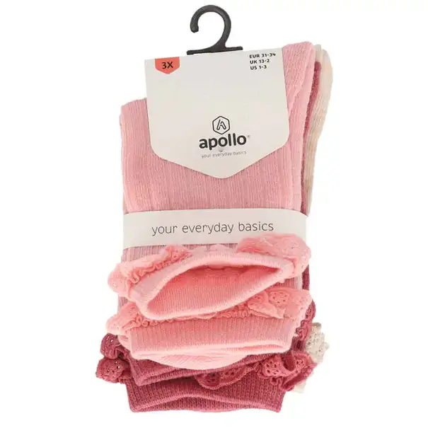 Apollo meisjes sokken 3 pack