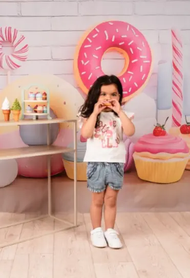 Bakkaboe Glitter T-shirt en Denim Short 