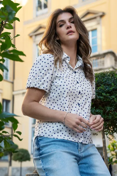 Dames blouse pofmouw