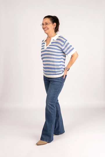 Dames Look met Ajour Truitje en Flair Jeans
