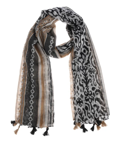 Dames sjaal camel zwarte animal