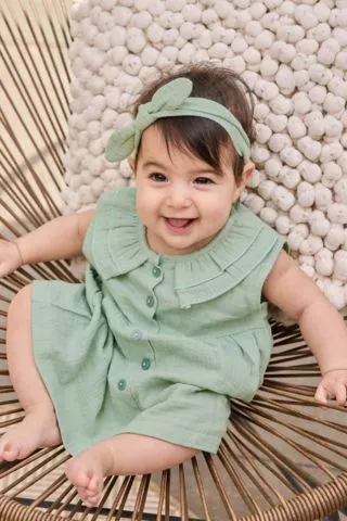 Dirkje Mousseline Jurk met Haarband
