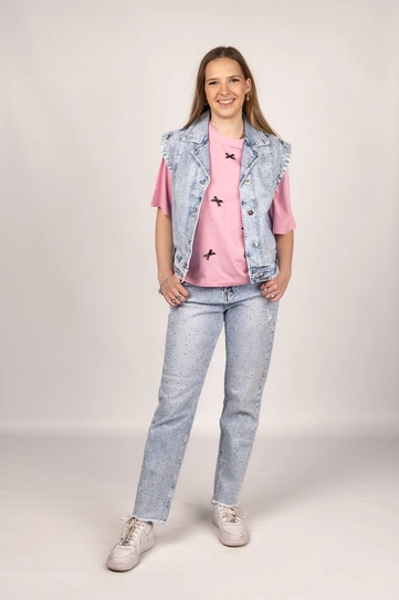 Lizzi Lou Denim Look met strass en satijn