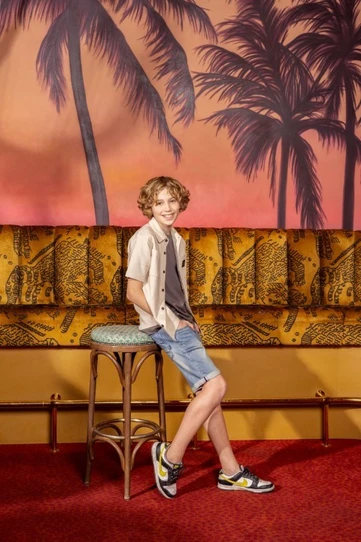Ravagio Laagjeslook met Wafeloverhemd, Printshirt en Denim Short 