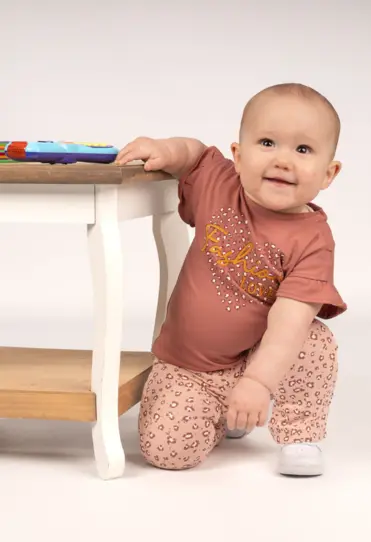 Schattige Bakkaboe Set – T-shirt met Ruchemouwen