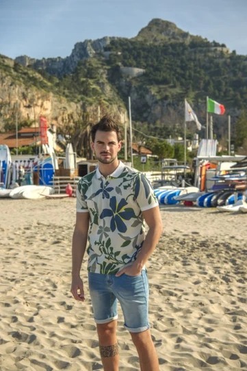 Stonecast Polo met Print en Sweatdenim Short