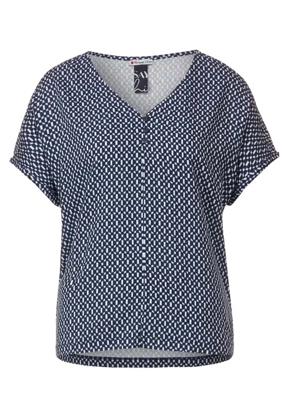 Van de Ven Fashion Street One Shirt met Print en Knoopdetail